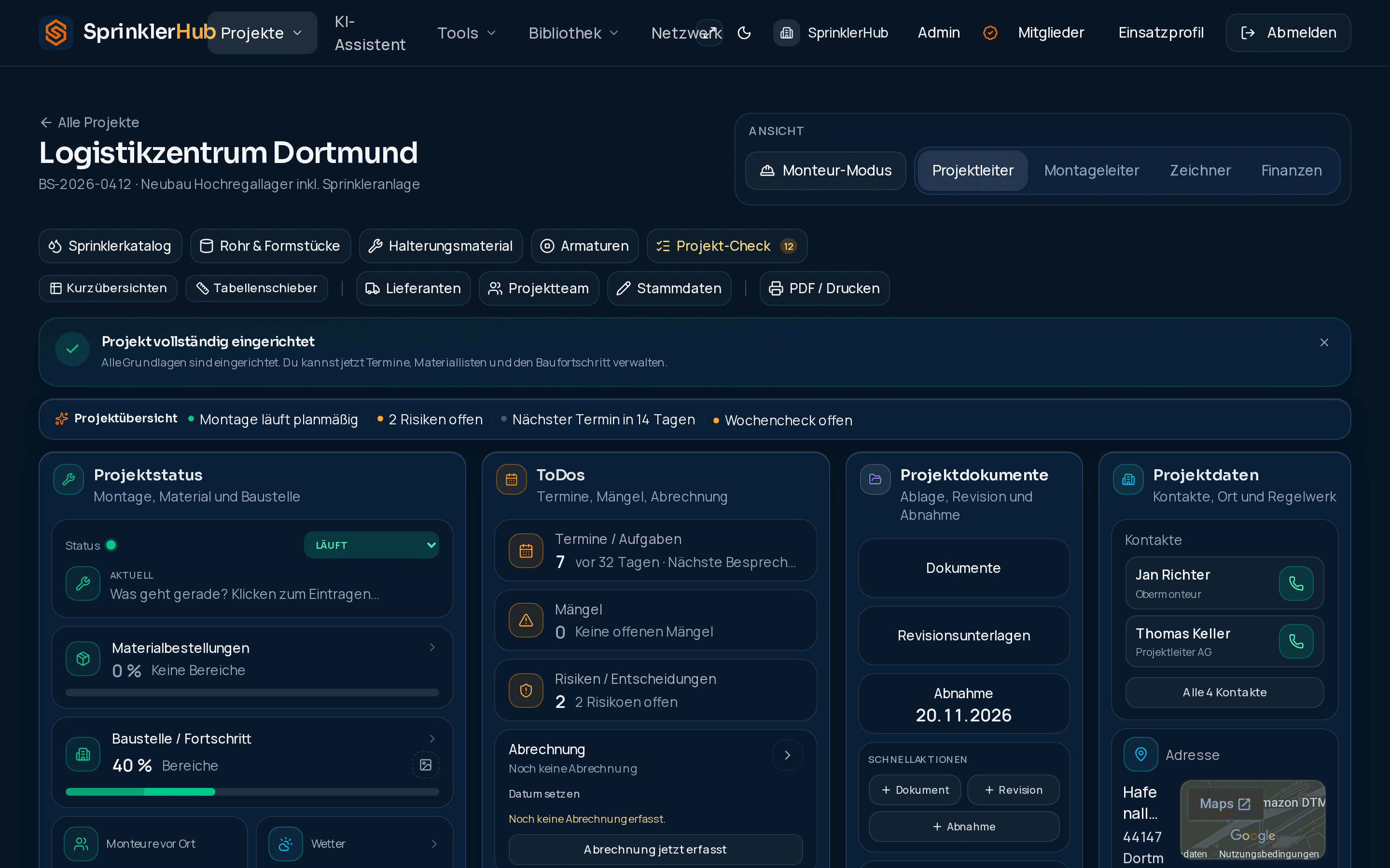 SprinklerHub Projektdashboard